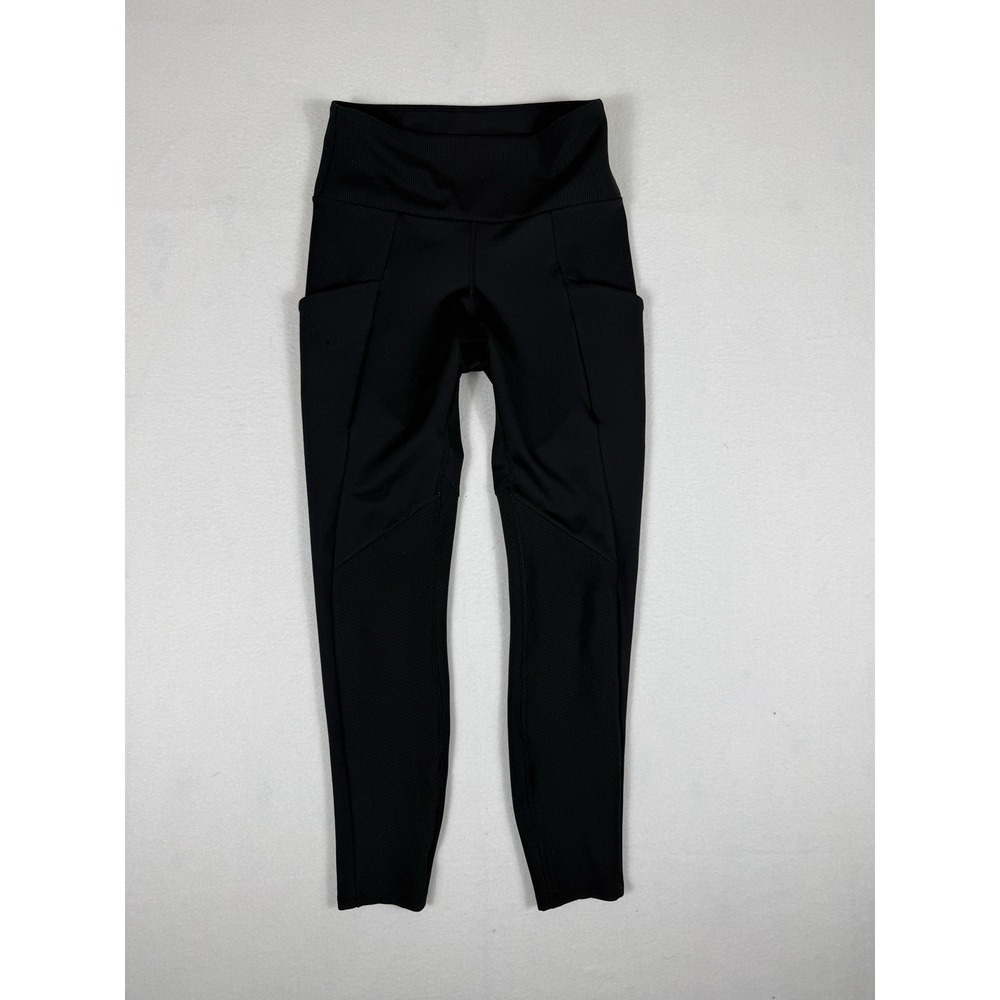 Alo Yoga Womens Black Moto Leggings High Waist Pocket Activewear Size M
